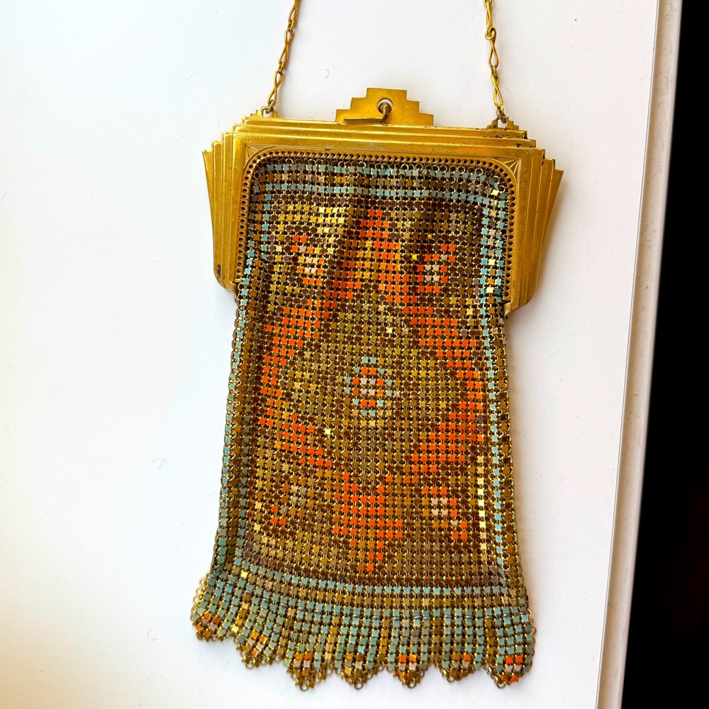 Vintage Whiting & Davis Art Deco Gorgeous Gold and Orange Evening Bag